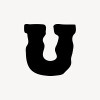 U letter, distorted English alphabet vector