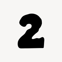 2 number two, distorted Arabic numeral vector