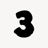 3  number three, distorted Arabic numeral vector