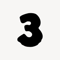 3  number three, distorted Arabic numeral
