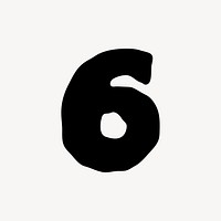 6 number six, distorted Arabic numeral