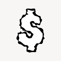 US dollar sign, distorted symbol vector