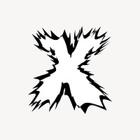 X symbol black and white art on white background