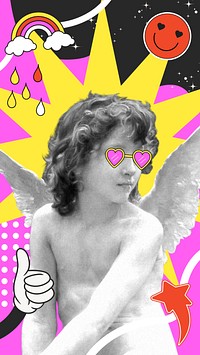 Y2k cupid collage iPhone wallpaper, funky style