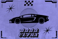 Y2K sports car, purple silhouette art