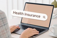 Health insurance search screen laptop