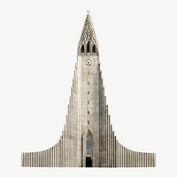 Hallgrimskirkja church in Iceland collage element psd 