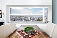 Window view mockup, interior decor psd