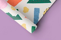 Paper roll mockup psd with ripped paper collage pattern