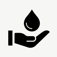 Hand and droplet flat icon psd