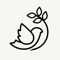 Dove and olive branch flat icon psd