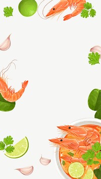 Tom Yum soup iPhone wallpaper, Thai food frame psd