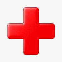 3D medical cross, collage element psd