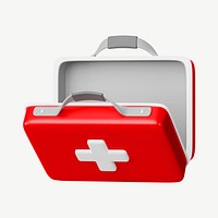 3D medical briefcase, collage element psd