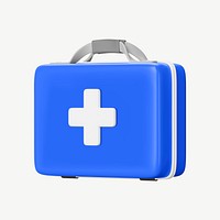 3D medical briefcase, collage element psd