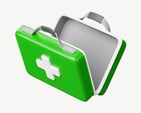 3D medical briefcase, collage element psd