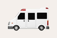 3D ambulance truck, collage element psd