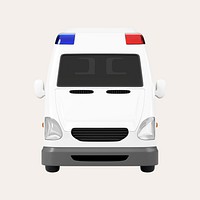 3D ambulance truck, collage element psd