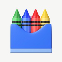 3D crayons, collage element psd