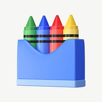 3D crayons, collage element psd