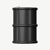 3D black oil barrel, collage element psd