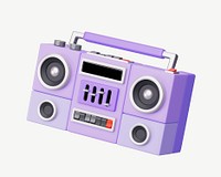 3D retro boombox, collage element psd