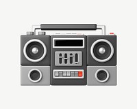 3D retro boombox, collage element psd