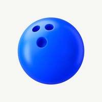 3D bowling ball, collage element psd