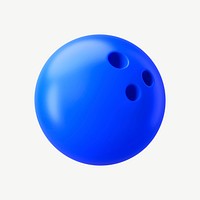 3D bowling ball, collage element psd