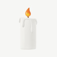 3D lit candle, collage element psd