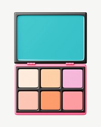 3D blush palette, collage element psd