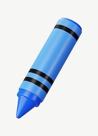 3D blue crayon, collage element psd