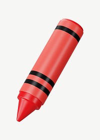 3D red crayon, collage element psd