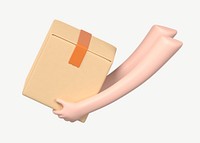 3D parcel delivery, collage element psd