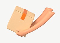 3D parcel delivery, collage element psd