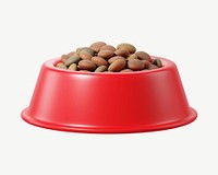 3D red dog food bowl, collage element psd