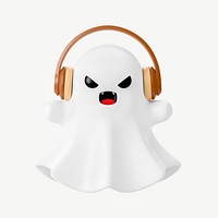 3D halloween ghost, collage element psd