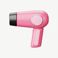 3D Hair dryer, collage element psd