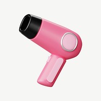 3D Hair dryer, collage element psd