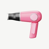 3D Hair dryer, collage element psd