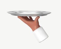 3D waiter serving tray, collage element psd