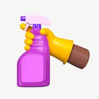 3D cleaning spray, collage element psd