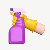 3D cleaning spray, collage element psd