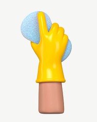 3D hand using cleaning sponge, collage element psd