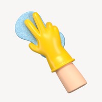 3D hand using cleaning sponge, element illustration