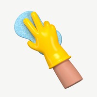 3D hand using cleaning sponge, collage element psd