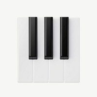 3D piano keys, collage element psd