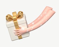 3D Christmas present, collage element psd