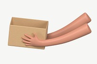 3D hands holding box, collage element psd