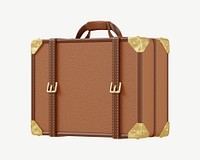 3D leather suitcase, collage element psd